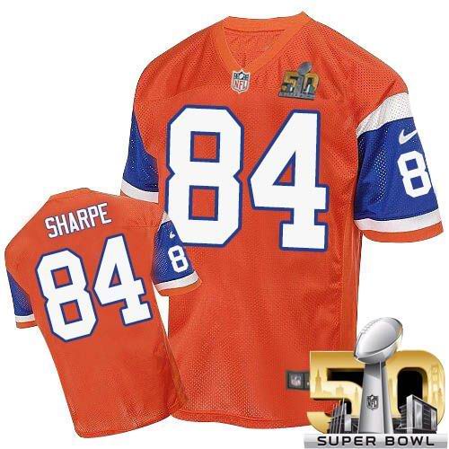 Nike Broncos #84 Shannon Sharpe Orange Throwback Super Bowl 50 Men's Stitched NFL Elite Jersey - Click Image to Close